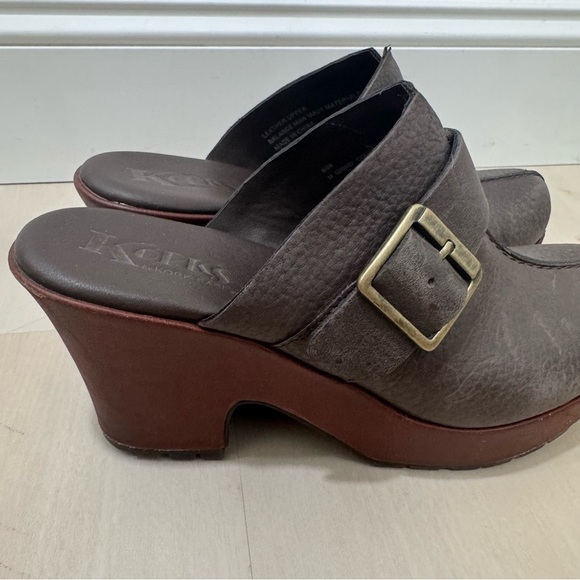 Korks by Kork Ease Mantha Women's 8 Brown Pebble Leather Heel Clog Buckle - Picture 6 of 15